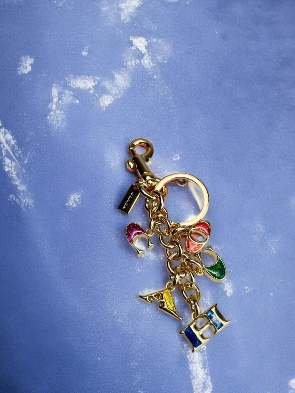🌸Coach Multicolor Key Holder with Gold Accents